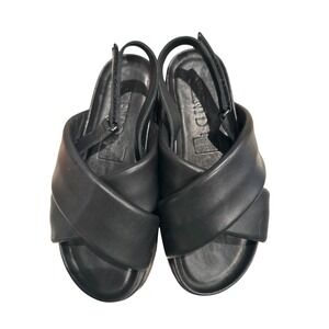 !! SOLD !! Silent D Pier‎ Black Leather Platform Sandals 8.5/39 Anthropologie